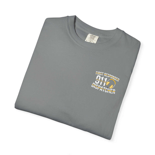 Emergency Vehicles T-Shirt featuring headset sketch and ambulances with vintage garment-dyed finish