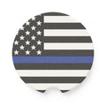 Thin Blue Line American Flag Car Coaster | Soapstone Car Coaster