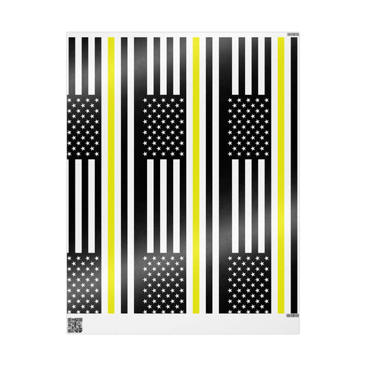 Thin Gold Line American Flag Wrapping Paper | Patriotic Police Tribute