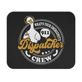 Rectangular 911 Dispatcher Crew mouse pad with playful goose in headset and vibrant print on black background