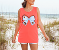 Orange and blue Auburn Tigers bow tank top with watercolor design on Comfort Colors fabric