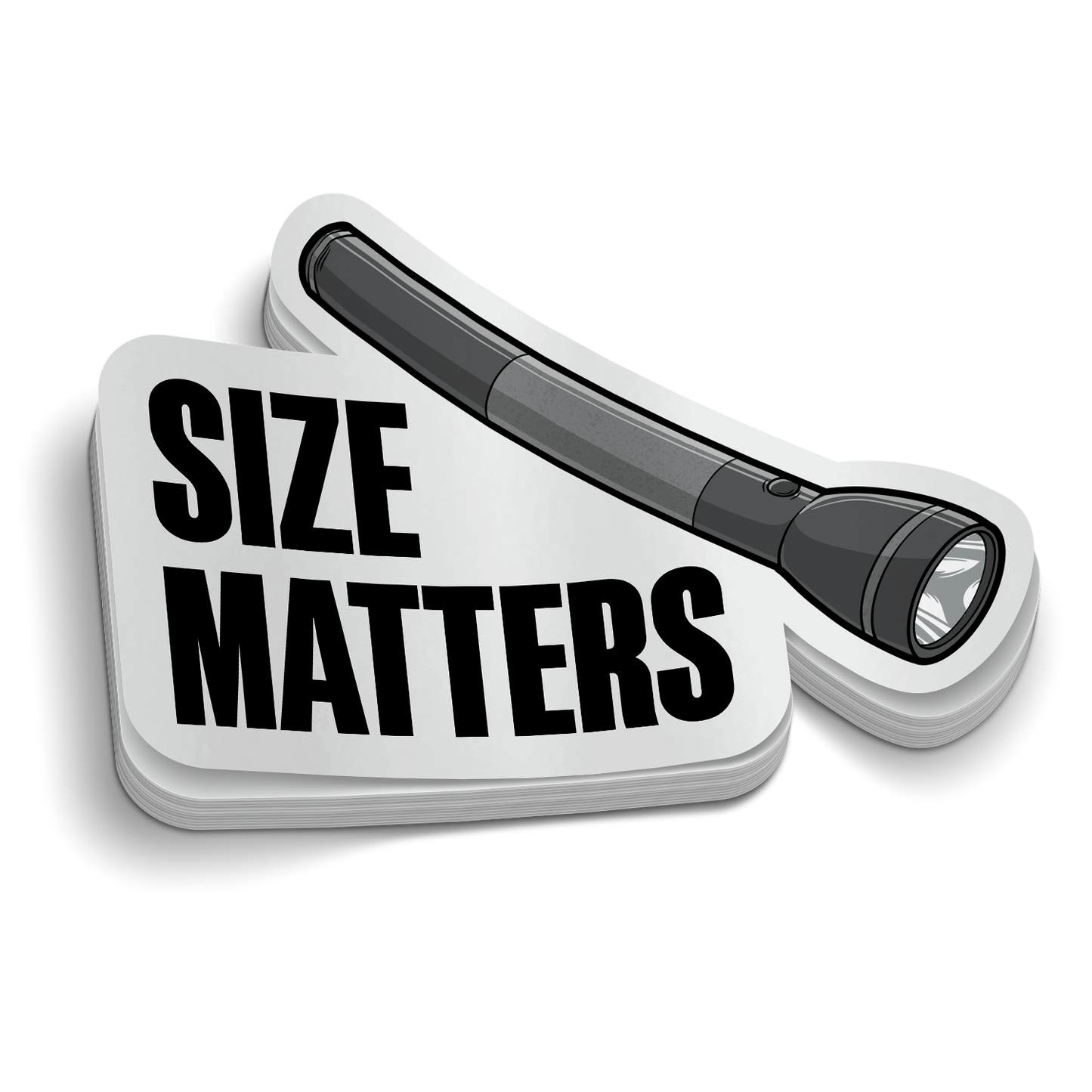 Sizes Matters Funny Police Sticker 2.8-inch durable vinyl decal for laptops and helmets