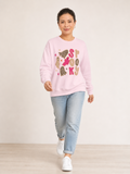 Spooky Leopard Ghosts crewneck sweatshirt with pink and leopard print Halloween design