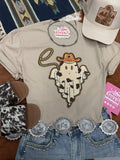 Cowboy ghost sequin patch tee with sparkling sequins and unisex fit