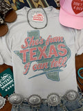 She's From Texas graphic tee unisex cotton made in USA