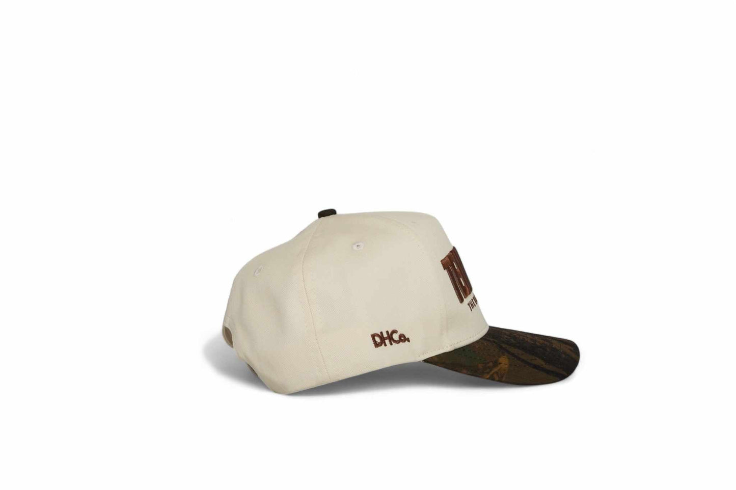 The Camo Tennessee SnapBack beige cotton cap with brown camouflage brim, curved bill, and embroidered logo