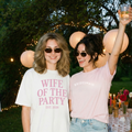 Wife of the Party white cotton-blend T-shirt with bold pink lettering and “Est. 2026” detail
