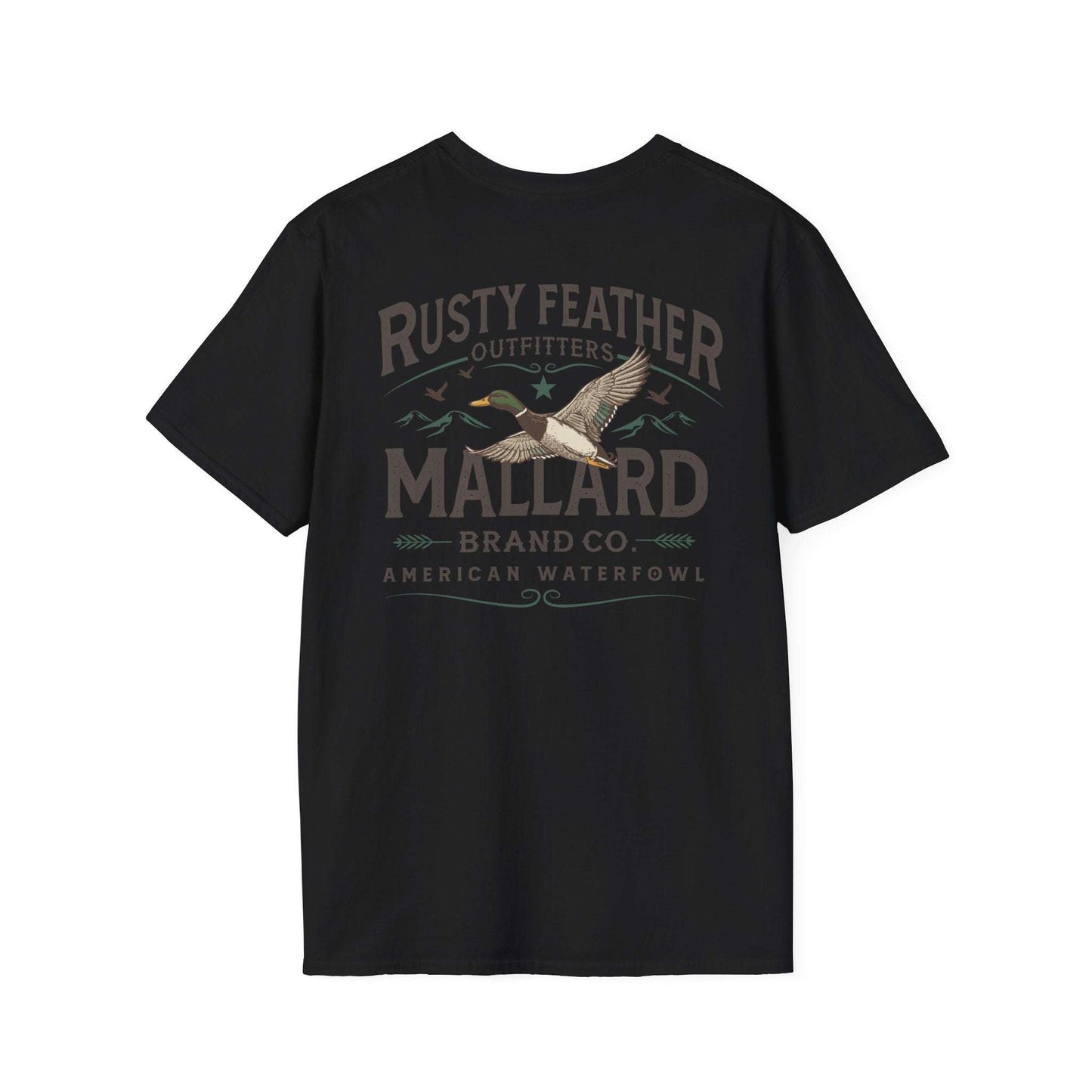 Rusty Feather logo T-Shirt with small chest logo on soft, breathable lightweight cotton tee
