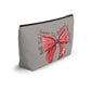 Crimson Bow Alabama script accessory pouch with watercolor bow and gold zipper puller