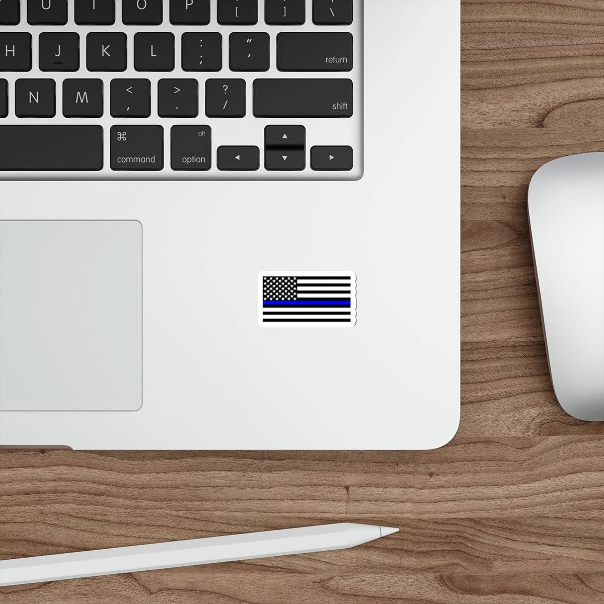 Thin Blue Line American Flag sticker on laptop