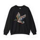 Flying mallard duck faux rhinestone design on cozy unisex sweatshirt