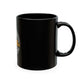 Black ceramic 911 Dispatcher Crew Mug with gold and white emblem, ergonomic C-handle, microwave and dishwasher safe