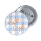 War Eagle Pin Button with blue gingham script on glossy metal pin with safety-pin back
