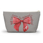 Crimson Bow Alabama script accessory pouch with vibrant red bow and gold zipper puller