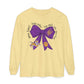 Purple and Gold Tiger Bow Long-Sleeve Game Day Shirt