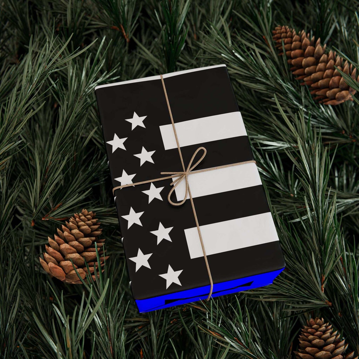 Thin Blue Line American Flag Wrapping Paper