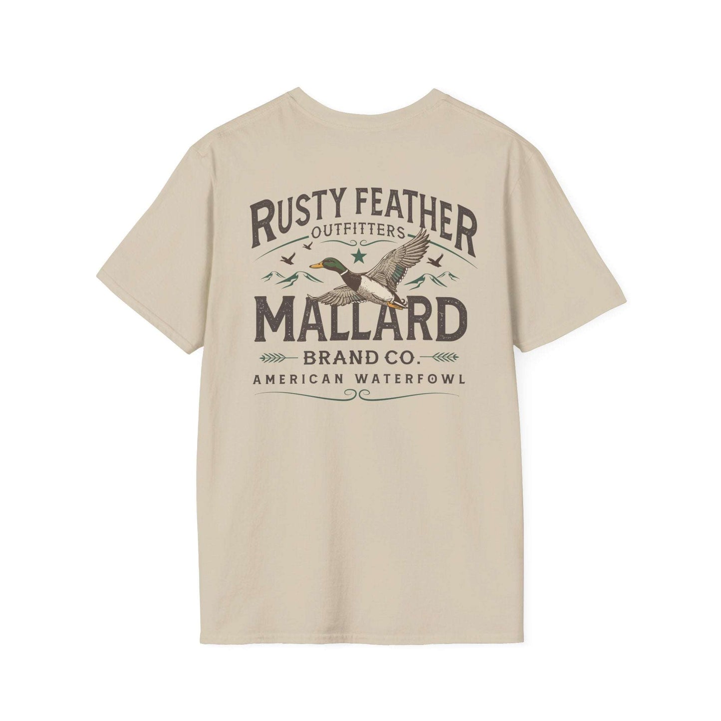 Rusty Feather logo T-Shirt with small chest logo on soft breathable cotton tee