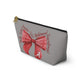 Crimson Bow Alabama accessory pouch with watercolor bow and gold zipper puller