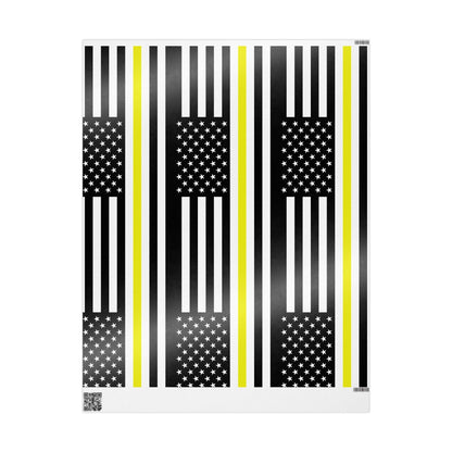 Thin Gold Line American Flag Wrapping Paper | Patriotic Police Tribute