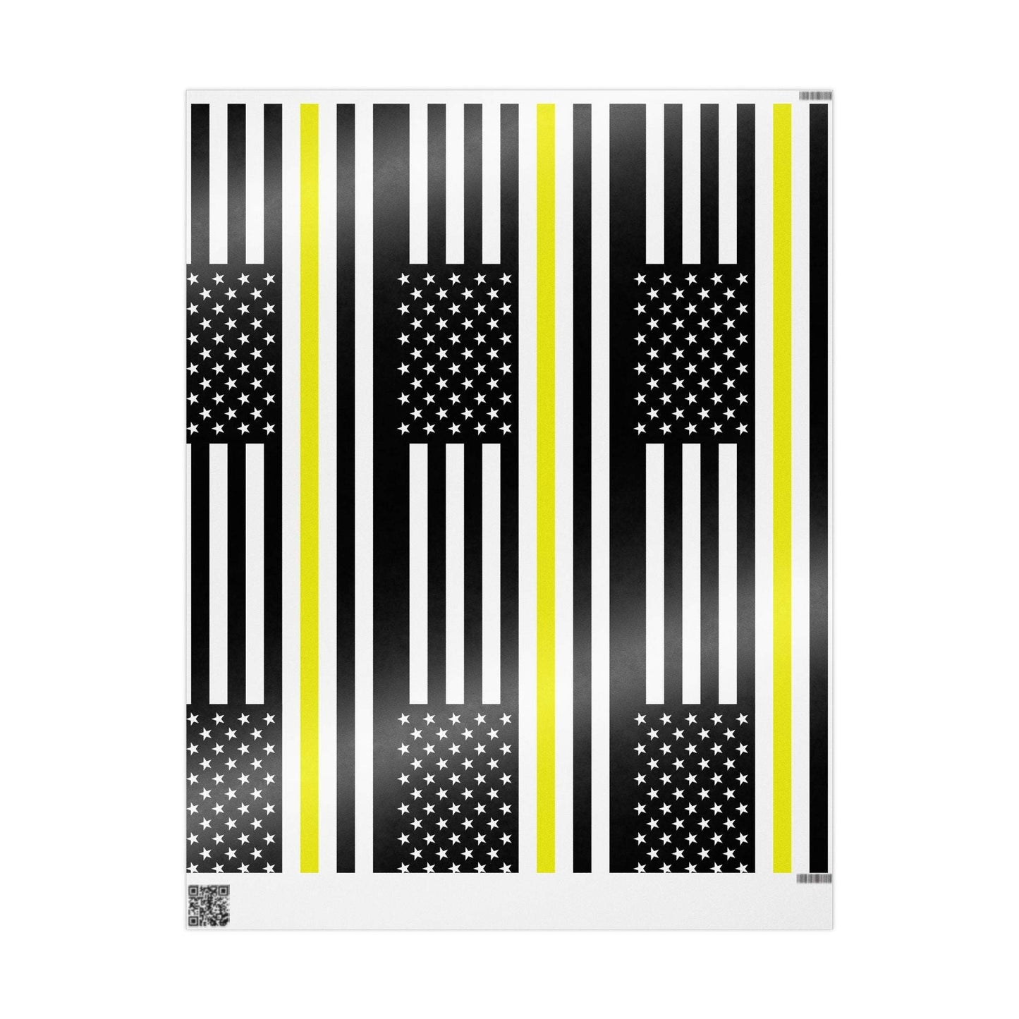 Thin Gold Line American Flag Wrapping Paper | Patriotic Police Tribute