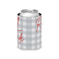 Gray plaid Roll Tide can cooler with red script and foam liner for slim and regular cans