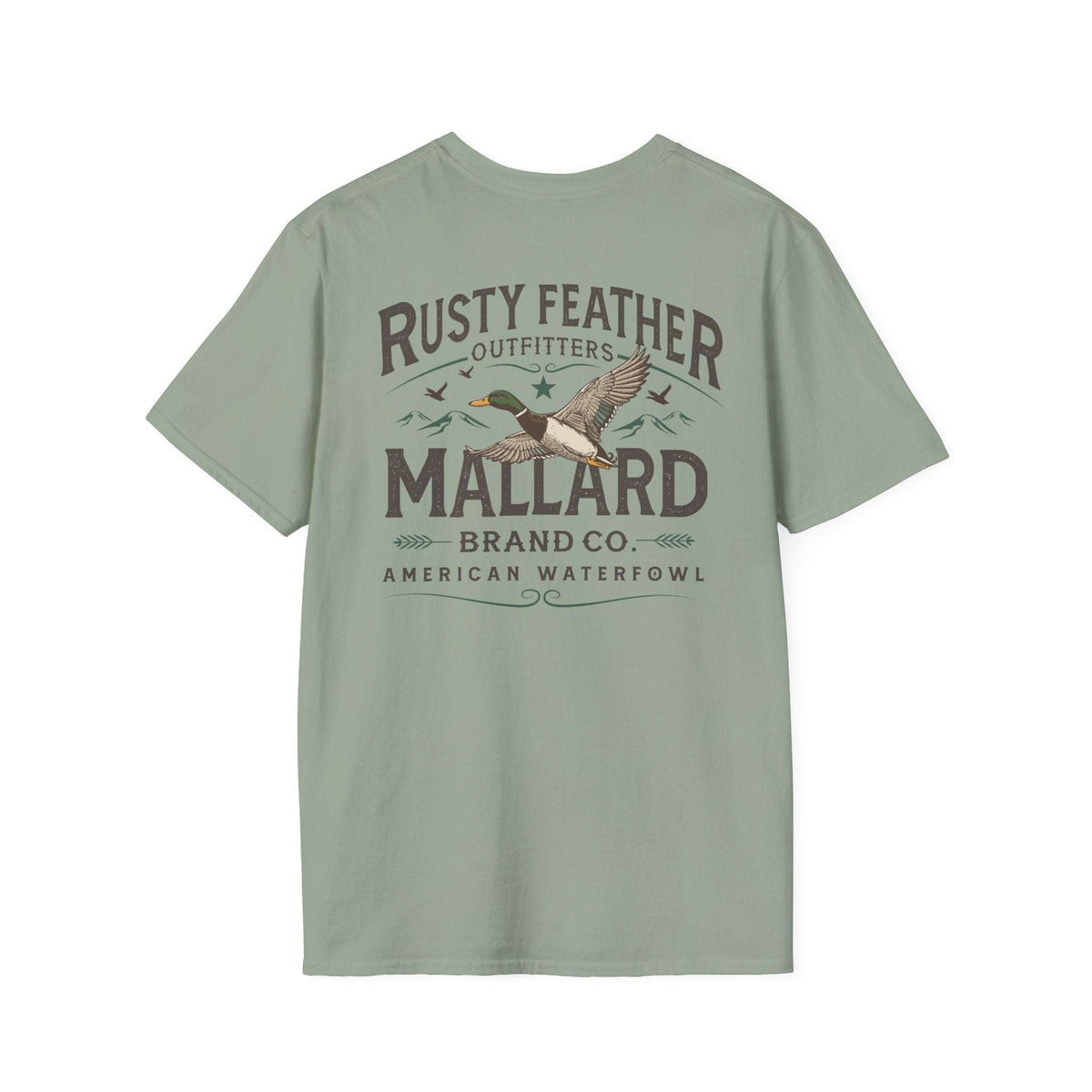 Rusty Feather logo T-Shirt small chest logo on soft breathable white casual tee
