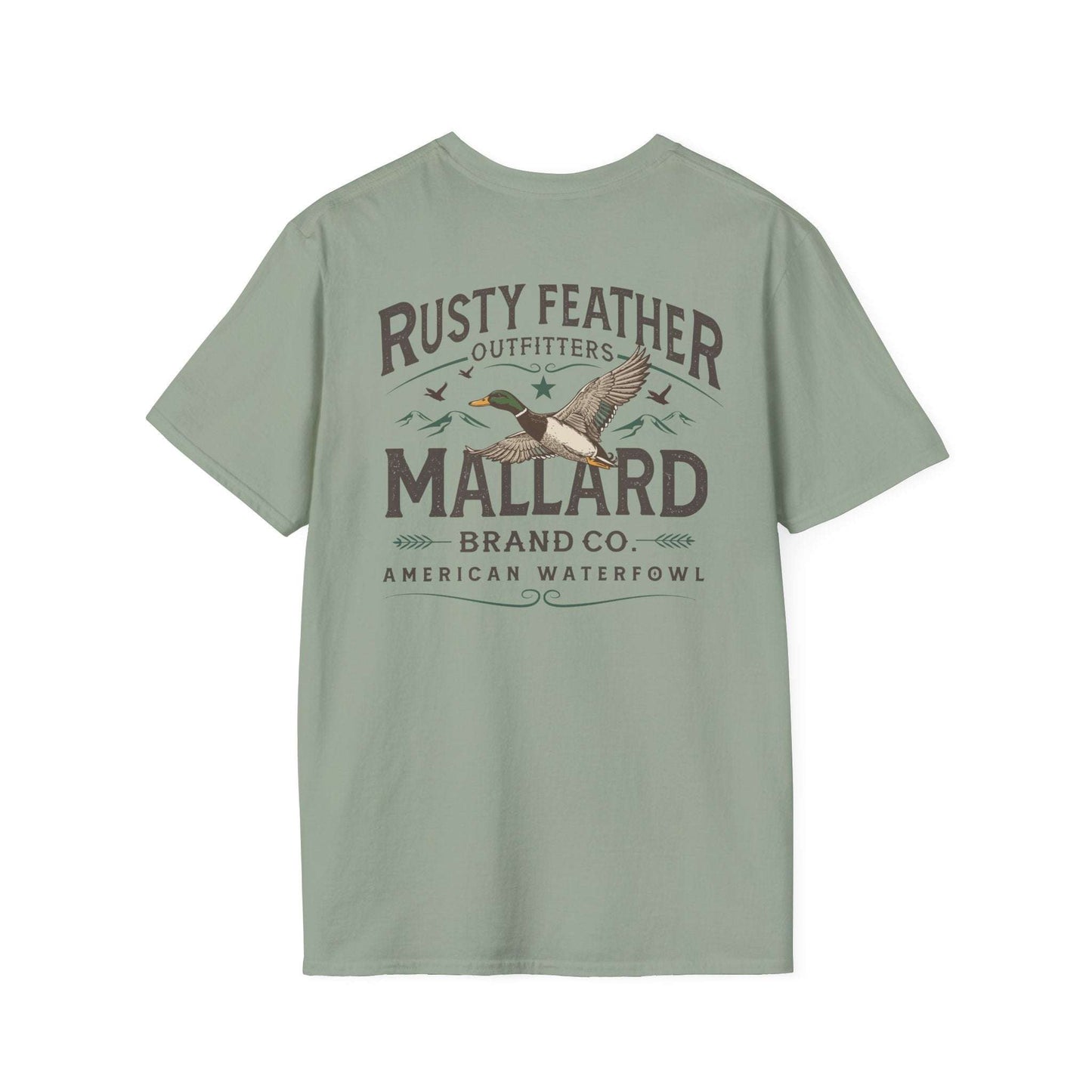 Rusty Feather logo T-Shirt small chest logo on soft breathable white casual tee