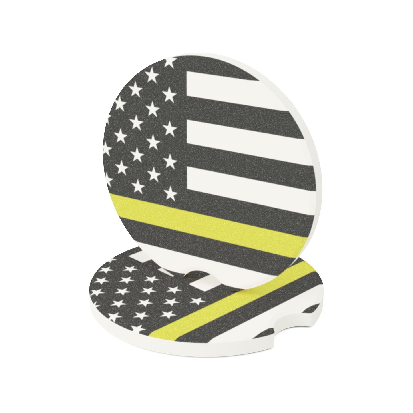 Thin Yellow Line American Flag Car Coaster | Soapstone Car Coaster