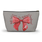 Crimson Bow Alabama script accessory pouch with watercolor bow and gold zipper puller