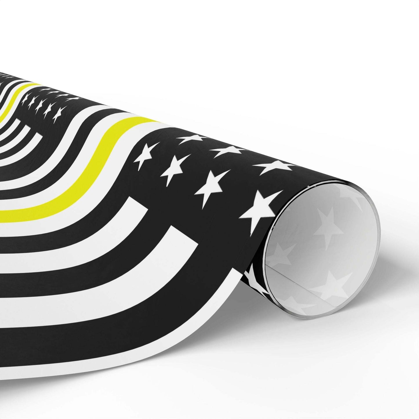 Thin Gold Line American Flag Wrapping Paper | Patriotic Police Tribute