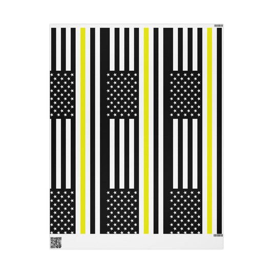 Thin Gold Line American Flag Wrapping Paper | Patriotic Police Tribute