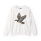 Flying mallard duck faux rhinestone design on unisex crewneck sweatshirt