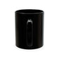 911 Dispatcher Crew Mug with retro badge design on black ceramic coffee cup