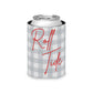 Gray plaid Roll Tide can cooler with red script, foam-lined beverage koozie for tailgates and parties