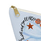 Light blue Blue Bow Auburn Logo accessory pouch with T-bottom and gold zipper pull