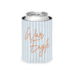 Lightweight War Eagle Can Cooler with pale blue seersucker stripes and orange script, soft foam grip, durable polyester exterior, fits slim and regular cans
