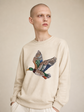 Flying mallard duck design faux rhinestone sweatshirt with colorful wildlife print on cozy crewneck