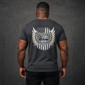 Thin Blue Line Police Shield T-Shirt | American Flag Wings