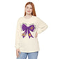 Purple and Gold Tiger Bow Long-Sleeve Game Day Shirt