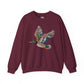 Flying mallard duck sweatshirt with colorful faux rhinestone wildlife design on cozy crewneck