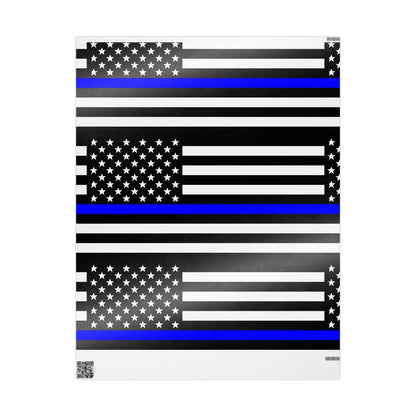 Thin Blue Line American Flag Wrapping Paper