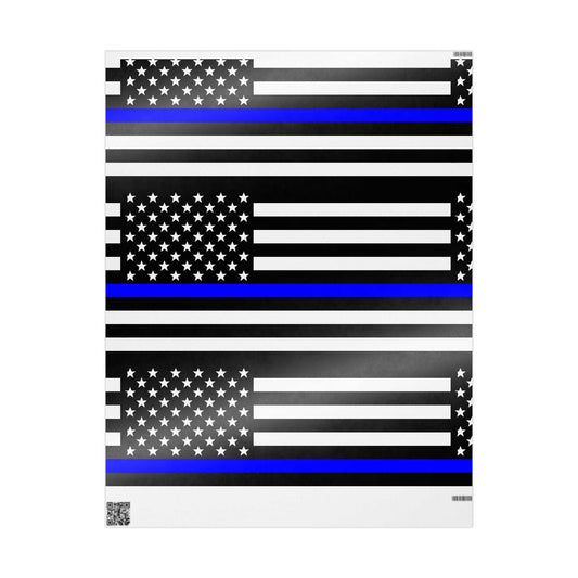 Thin Blue Line American Flag Wrapping Paper