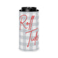 Gray plaid Roll Tide can cooler with red script and foam liner