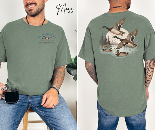 Duck hunting season Comfort Colors T-shirt with left-chest and full-back graphics