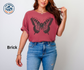 Finding My Wings butterfly graphic on a brick Comfort Colors T-shirt