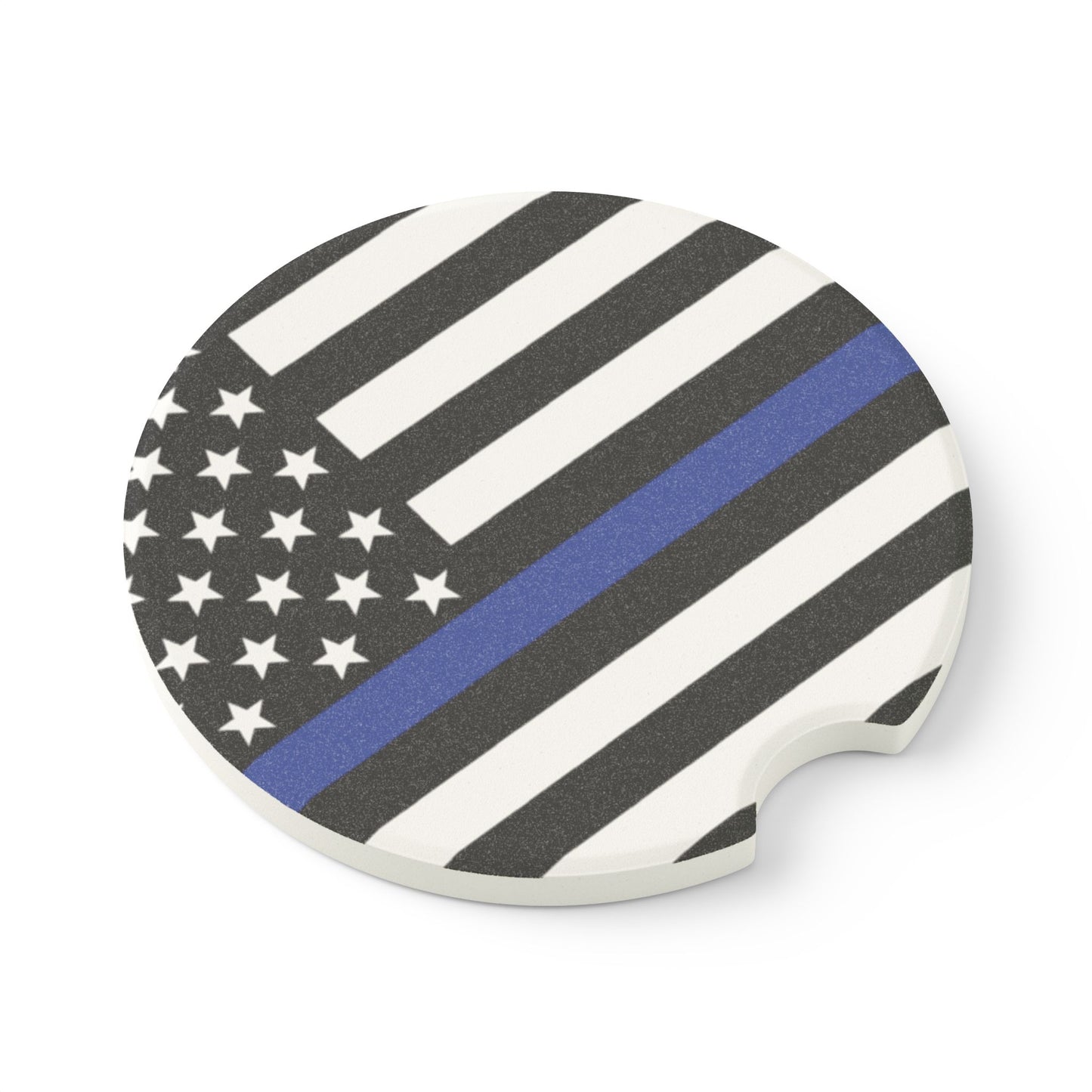 Thin Blue Line American Flag Car Coaster | Soapstone Car Coaster