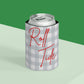 Gray plaid Roll Tide can cooler with red script and foam liner for grip