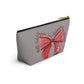 Crimson Bow Alabama script accessory pouch with vibrant red watercolor bow and gold zipper puller