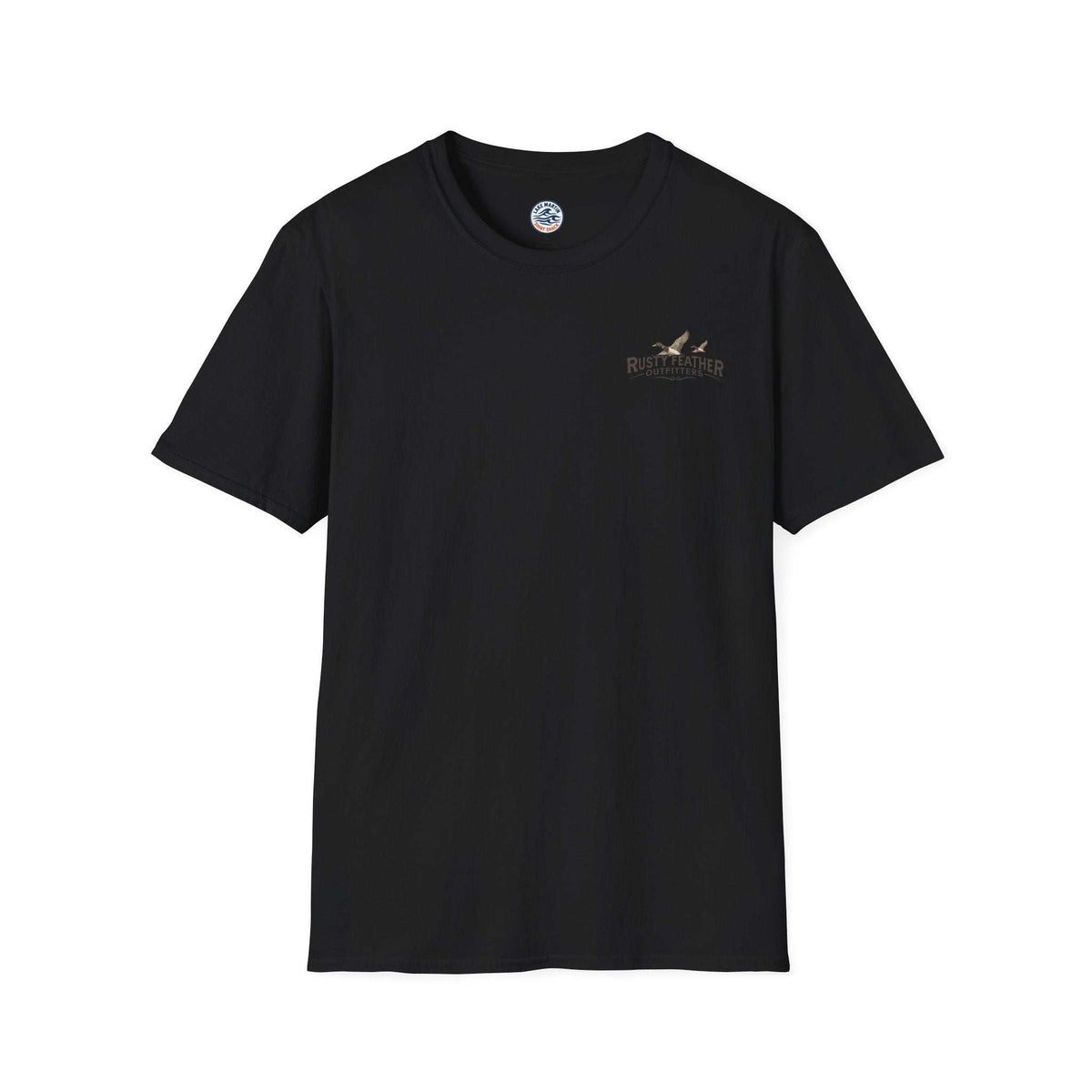 Rusty Feather logo T-Shirt with small chest logo on soft breathable casual tee