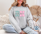 Leopard and pink checkered medical title crewneck sweatshirt